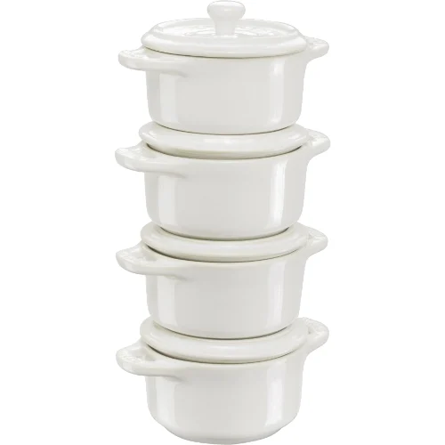 4x Mini Cocotte okrągły 10 cm, kość słoniowa