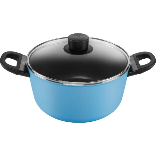 Ballarini caprera garnek 2h z pokrywką 24 cm niebieski