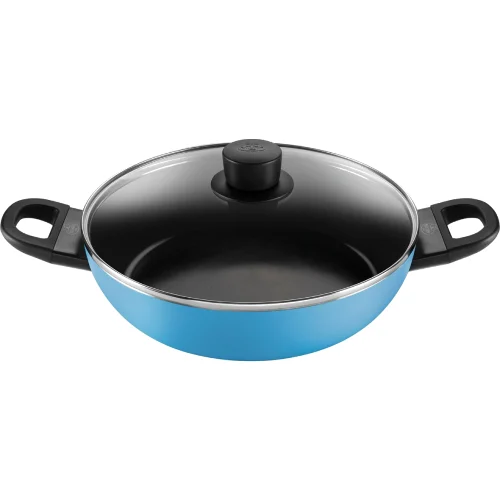 Ballarini caprera patelnia głęboka 2h z pokrywką 28 cm niebieska