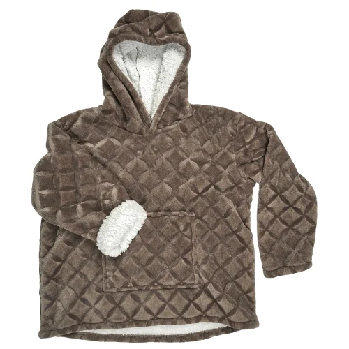 Bluza ocieplana z kapturem/ snuddie brązowa