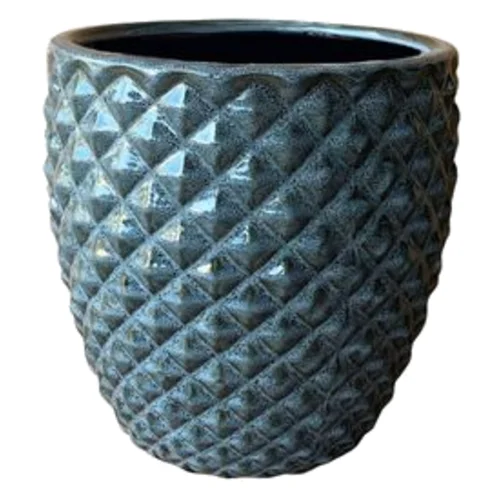 Donica szkliwiona Dark Grey Porto L 34 cm