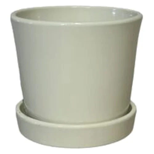 Doniczka Stożek z podstawką 22,5 cm ceramiczna kremowa