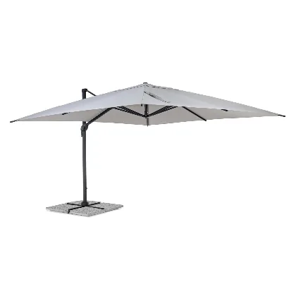Duży parasol z nogą boczną INES 4x4 antracytowo szary aluminiowy Bizzotto