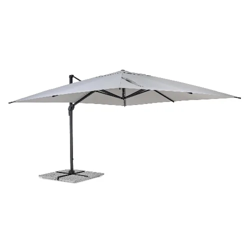 Duży parasol z nogą boczną INES 4x4 antracytowo szary aluminiowy Bizzotto
