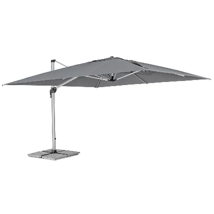 Duży parasol z nogą boczną INES ciemno-szary 400x400 aluminiowy Bizzotto