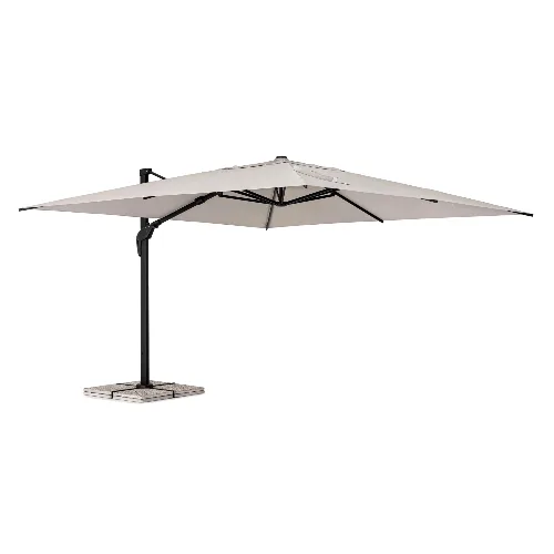 Duży profesjonalny parasol z nogą boczną ARIES 4x4 antracytowo kremowy aluminiowy Bizzotto