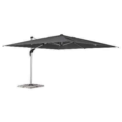 Duży profesjonalny parasol z nogą boczną ARIES 4x4 ciemno-szary aluminiowy Bizzotto
