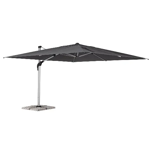 Duży profesjonalny parasol z nogą boczną ARIES 4x4 ciemno-szary aluminiowy Bizzotto