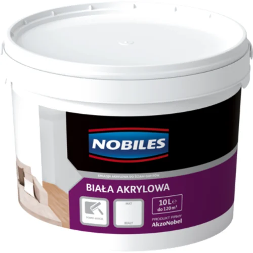 Farba akrylowa Biała Akrylowa Biała 10 l Nobiles