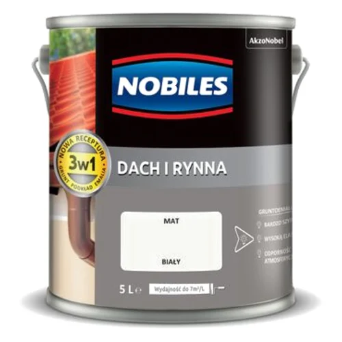 Farba akrylowa Dach i Rynna Biały 5 l Nobiles