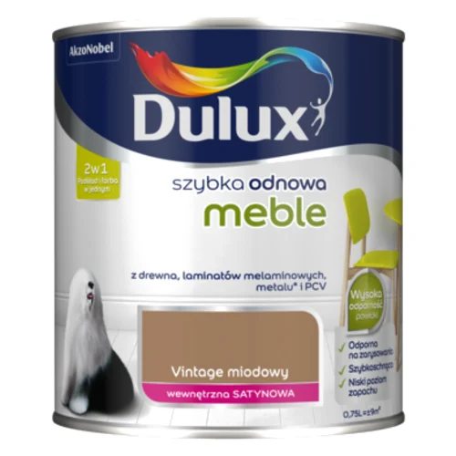 Farba akrylowa Dulux Szybka Odnowa Meble 0,75 l - vintage miodowy