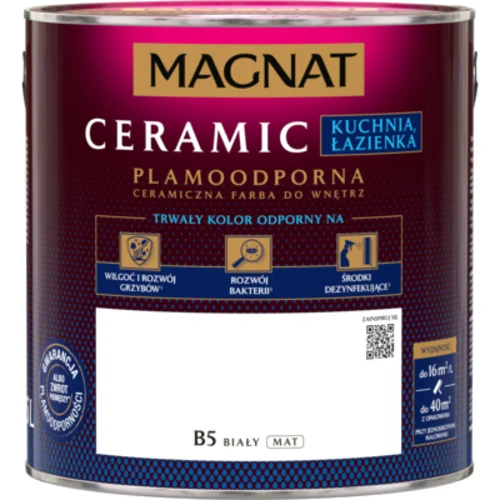 Farba ceramiczna MAGNAT KitchenBathroom czysta biel B5 2,5 l