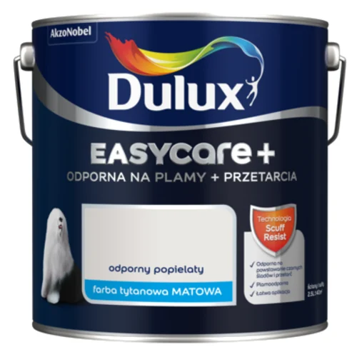 Farba tytanowa Dulux EasyCare+ Plamy+Przetarcia Odporny Popielaty 2,5 l
