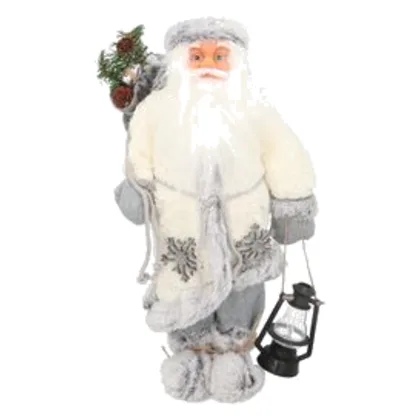 Figura tekstylna Mikołaj 45 cm biało-szary