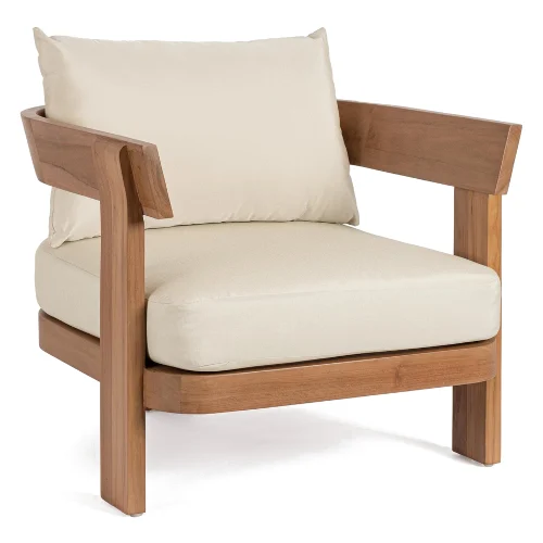 Fotel ogrodowy EVORA lniany 82x82 z drewna teak Bizzotto