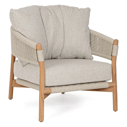 Fotel ogrodowy GARITA beżowa 79.5x87 z drewna teak Bizzotto