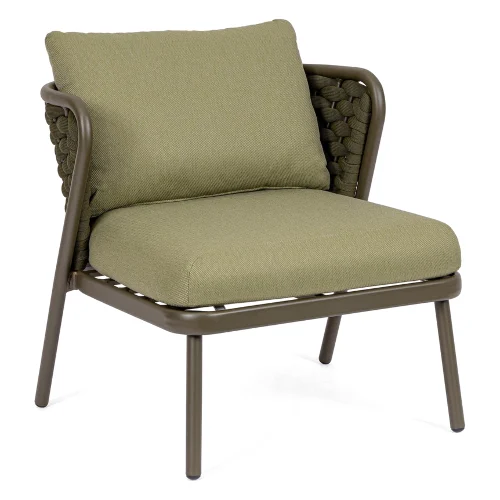 Fotel ogrodowy HARLOW oliwkowy 73.5x77 aluminiowy z liną textiline Bizzotto