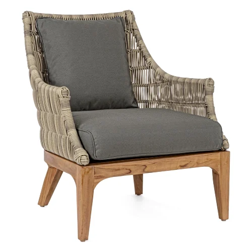 Fotel ogrodowy KEILANI szare 69x73 z drewna teak Bizzotto