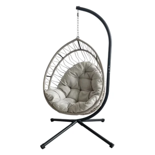 Fotel wiszący Vega 125 x 100 x 190 cm czarno-beżowy