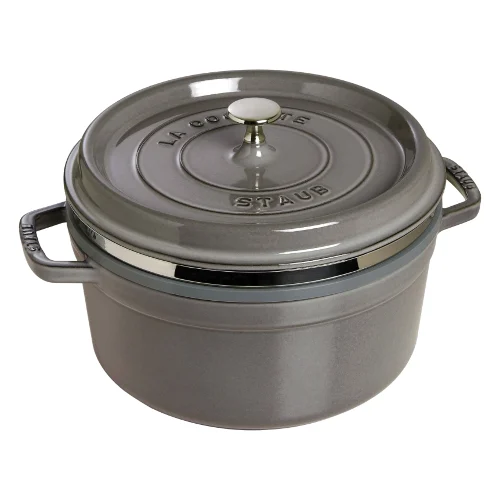 garnek żeliwny okrągły z wkładem 5.2 ltr, szary
