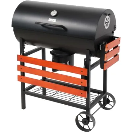 Grill węglowy z drewnianymi półkami