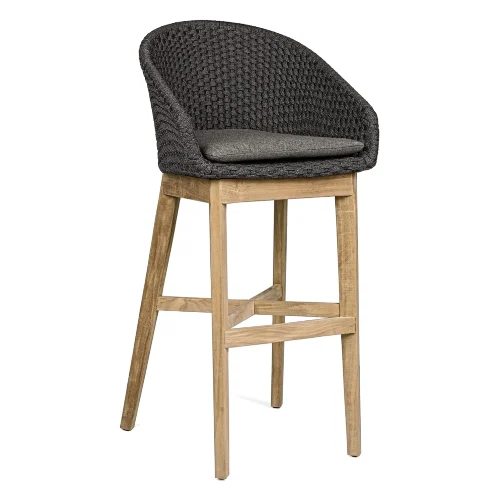 Hoker ogrodowy COACHELLA antracytowy 56x57 z drewna teak z liną olefinową Bizzotto