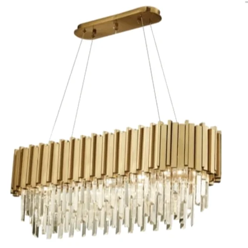 Illuminating Brass Long 80 - żyrandol nowoczesny, kryształowy podłużny do reprezentacyjnych wnętrz