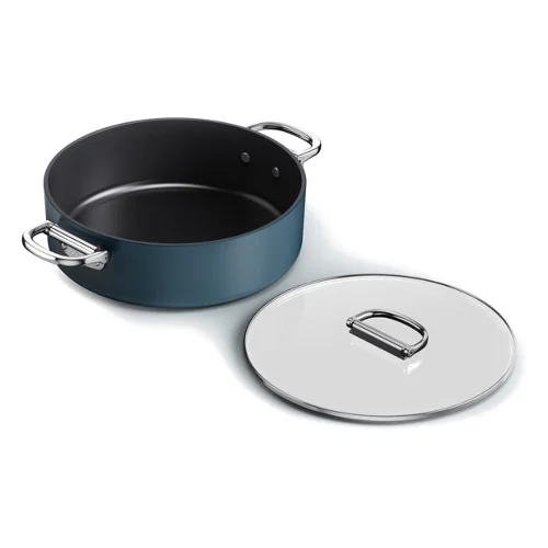 Jj-garnek niski 28cm ze skł. uchwytami+pokr.space