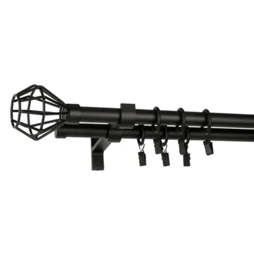 Karnisz podwójny DIAMOND 19/19 mm 200 cm czarny mat zestaw