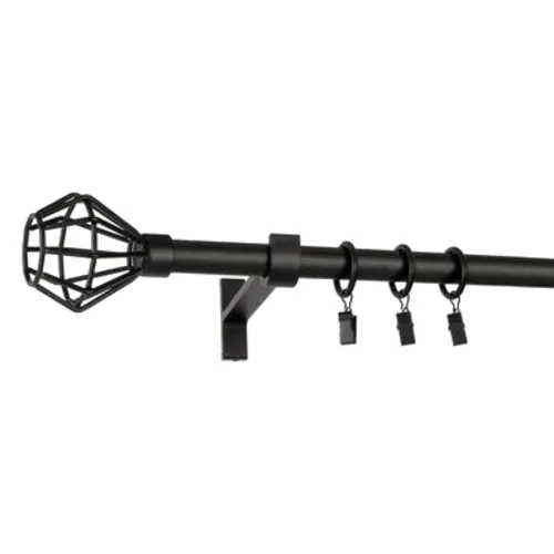Karnisz pojedynczy DIAMOND 19 mm 160 cm czarny mat zestaw
