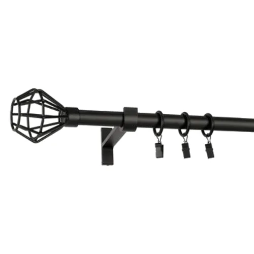 Karnisz pojedynczy DIAMOND 19 mm 200 cm czarny mat zestaw