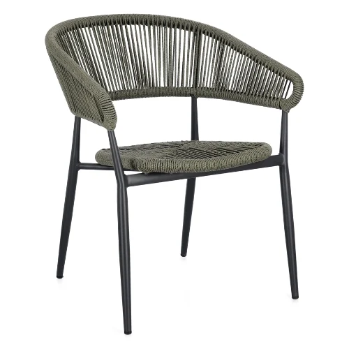 Krzesło ogrodowe ALGAIDA antracytowe / zielone 62x64 aluminiowe Bizzotto