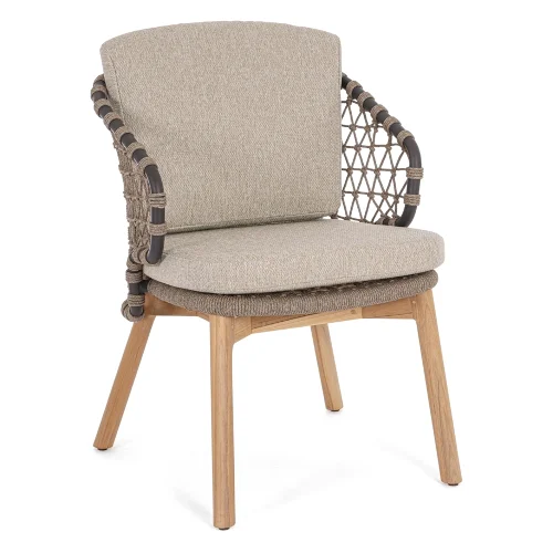 Krzesło ogrodowe EULARIA beżowe 61.5x69 aluminium teak Bizzotto