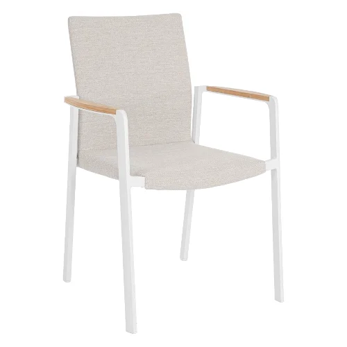 Krzesło ogrodowe JALISCO białe 59x60.5 olefin drewno teak Bizzotto