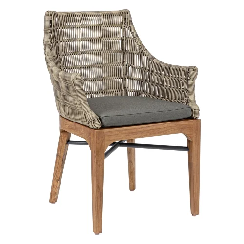 Krzesło ogrodowe KEILANI szare 60x58.5 aluminium teak Bizzotto