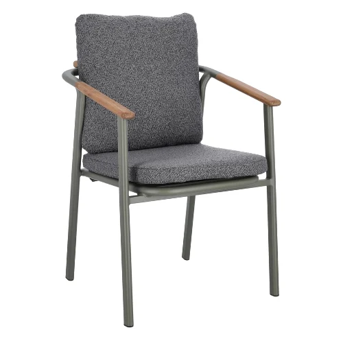 Krzesło ogrodowe LEONIDA antracytowe / zielone 57x59 olefin drewno teak efekt bukli Bizzotto