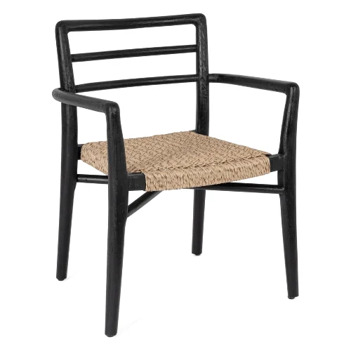 Krzesło ogrodowe LETICIA czarne 62x53 drewno teak Bizzotto