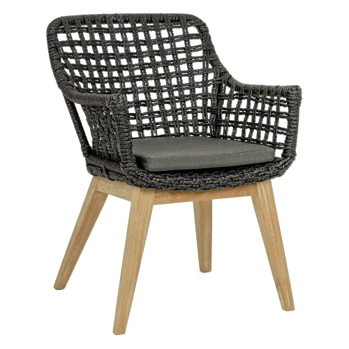 Krzesło ogrodowe MADISON czarne 46x46 aluminium teak Bizzotto