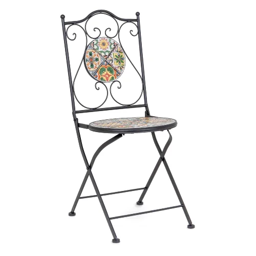 Krzesło ogrodowe NAXOS czarne 39x47 stalowe z ceramiką Bizzotto