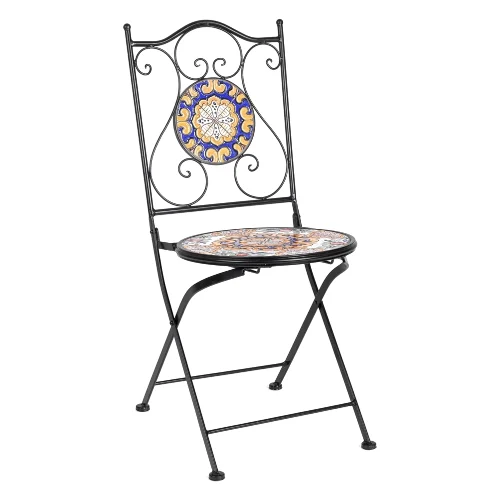 Krzesło ogrodowe SANTORINI piaskowe 38x46 stalowe z ceramiką Bizzotto