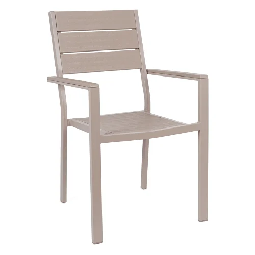 Krzesło ogrodowe SARITA taupe 61x55 aluminiowe z efektem drewna Bizzotto