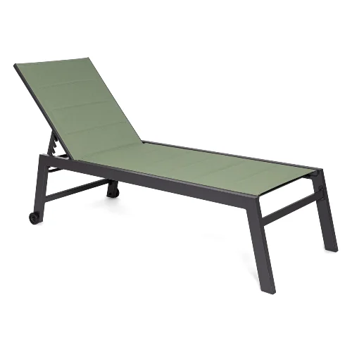 Leżak ogrodowy HILDE antracytowy / zielony 65x200 aluminiowy Bizzotto