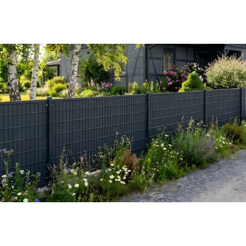 Listwy ogrodzeniowe pionowe metalowe (antracyt) do paneli 2D (250×143 cm)