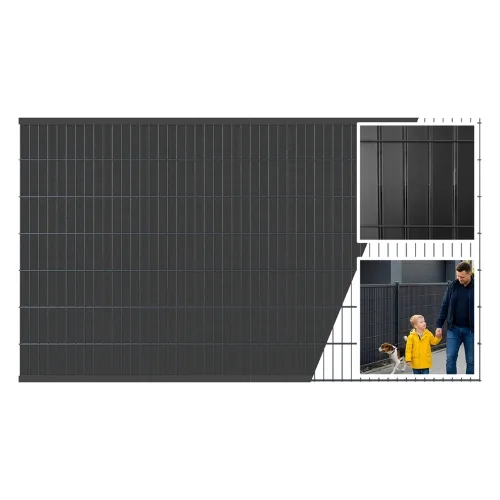Listwy ogrodzeniowe pionowe metalowe (czarny) do paneli 2D (250×143 cm)