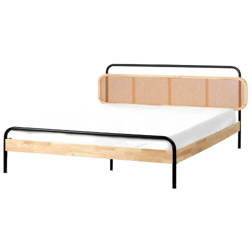 Łóżko Rattan BOUSSICOURT 180 x 200 cm Jasnobrązowy
