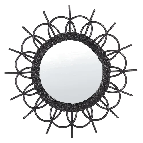 Lustro ścienne telakia 60 cm 60 cm rattan czarny