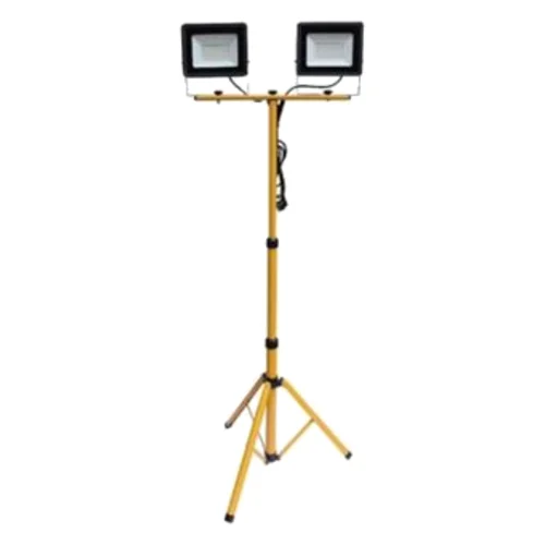Naświetlacz LED na statywie 2x50 W 2x4000 lm 6400 K IP65 150 cm żółty