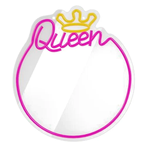 Neon mirror LED queen ciepły biały róż FMNE04 forever light
