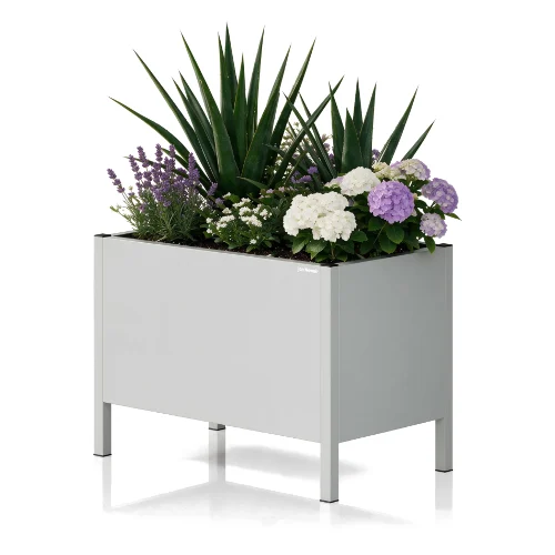 Osłona donica na kwiaty metalowa duża szara, 500x400x300 mm: DAISY