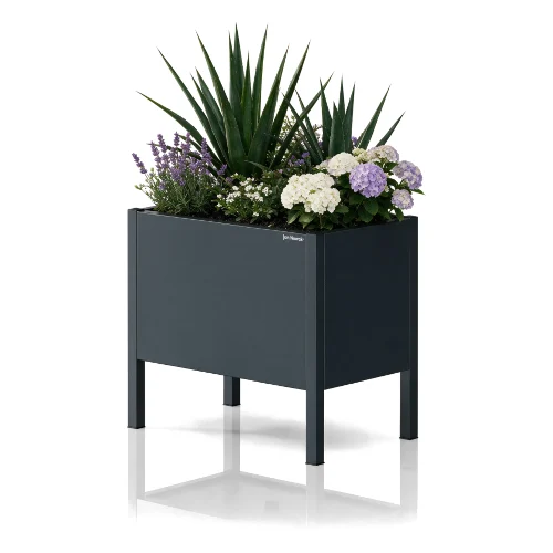 Osłona donica na kwiaty metalowa mała antracytowa, 400x350x250 mm: DAISY